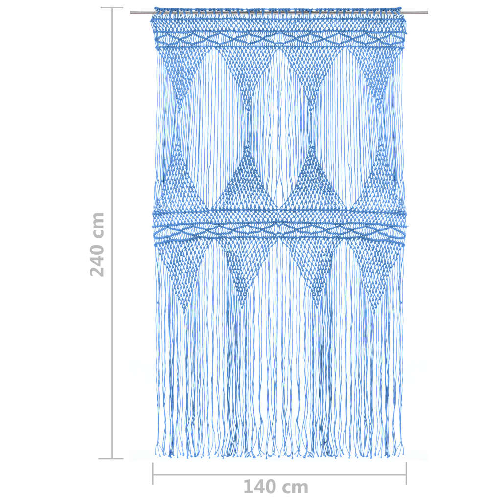 Macrame verho sininen 140x240 cm puuvilla