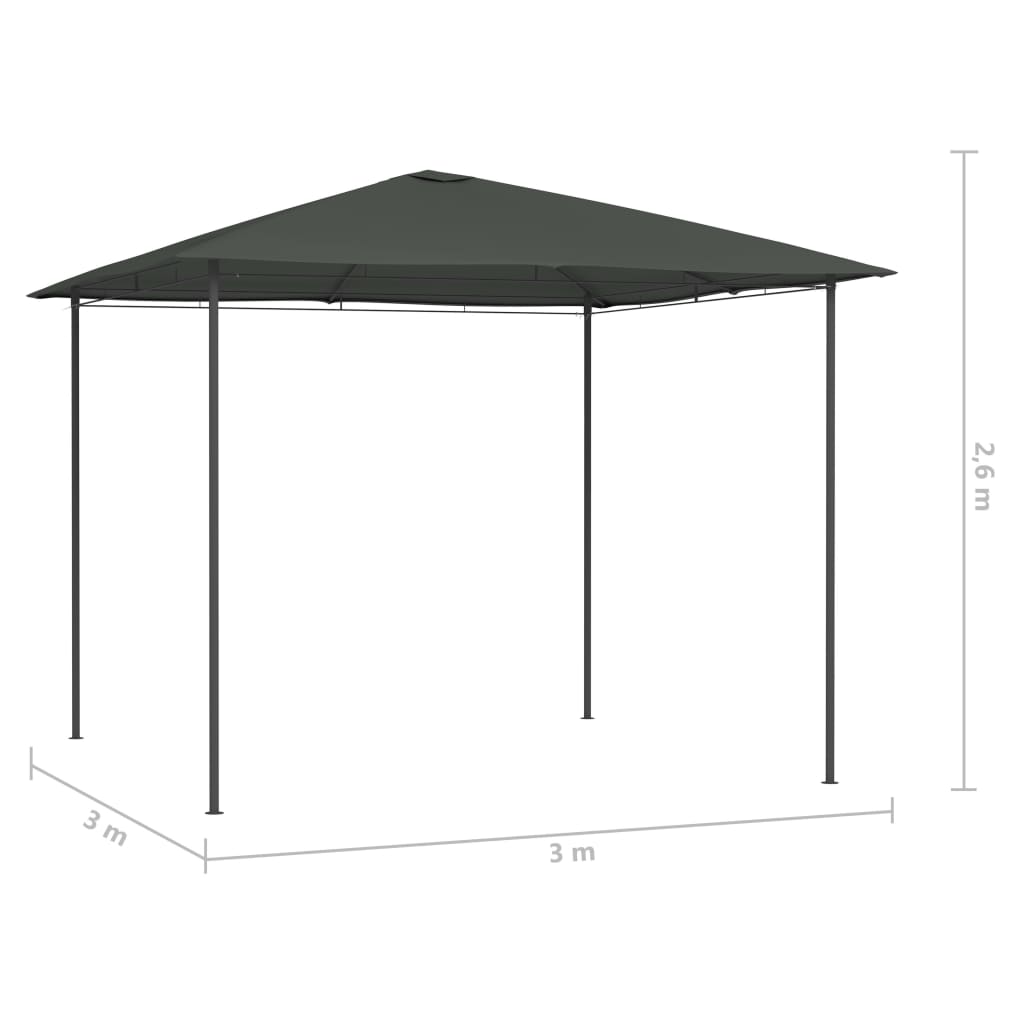 Huvimaja 3x3x2,6 m antrasiitti 160 g/m²