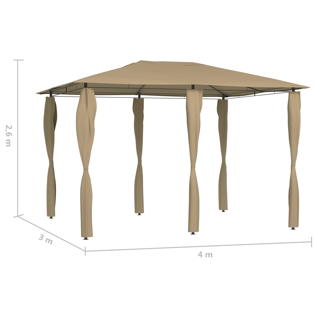 Huvimaja sivuseinillä 3x4x2,6 m harmaanruskea 160 g/m²