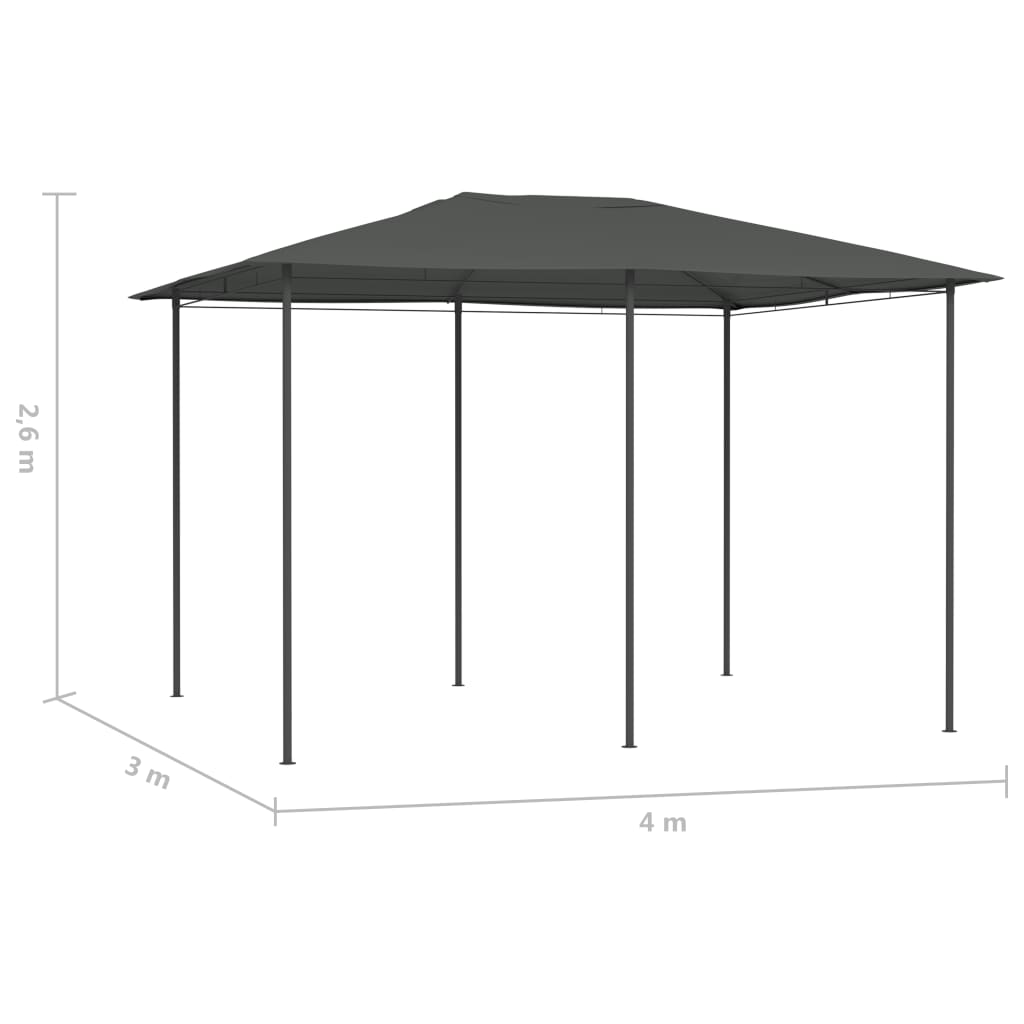 Huvimaja 3x4x2,6 m antrasiitti 160 g/m²