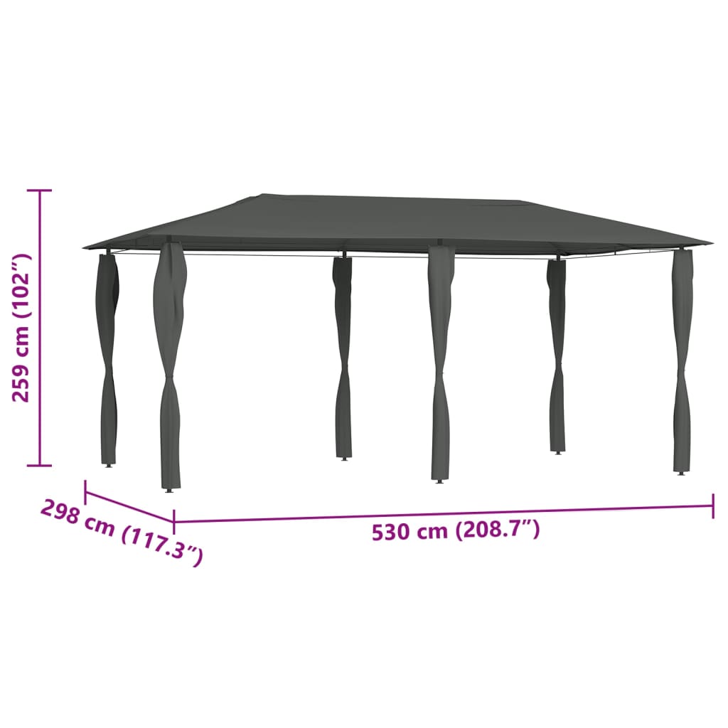 Huvimaja tolppasuojilla 2,98x5,3x2,59 m antrasiitti 160 g/m²