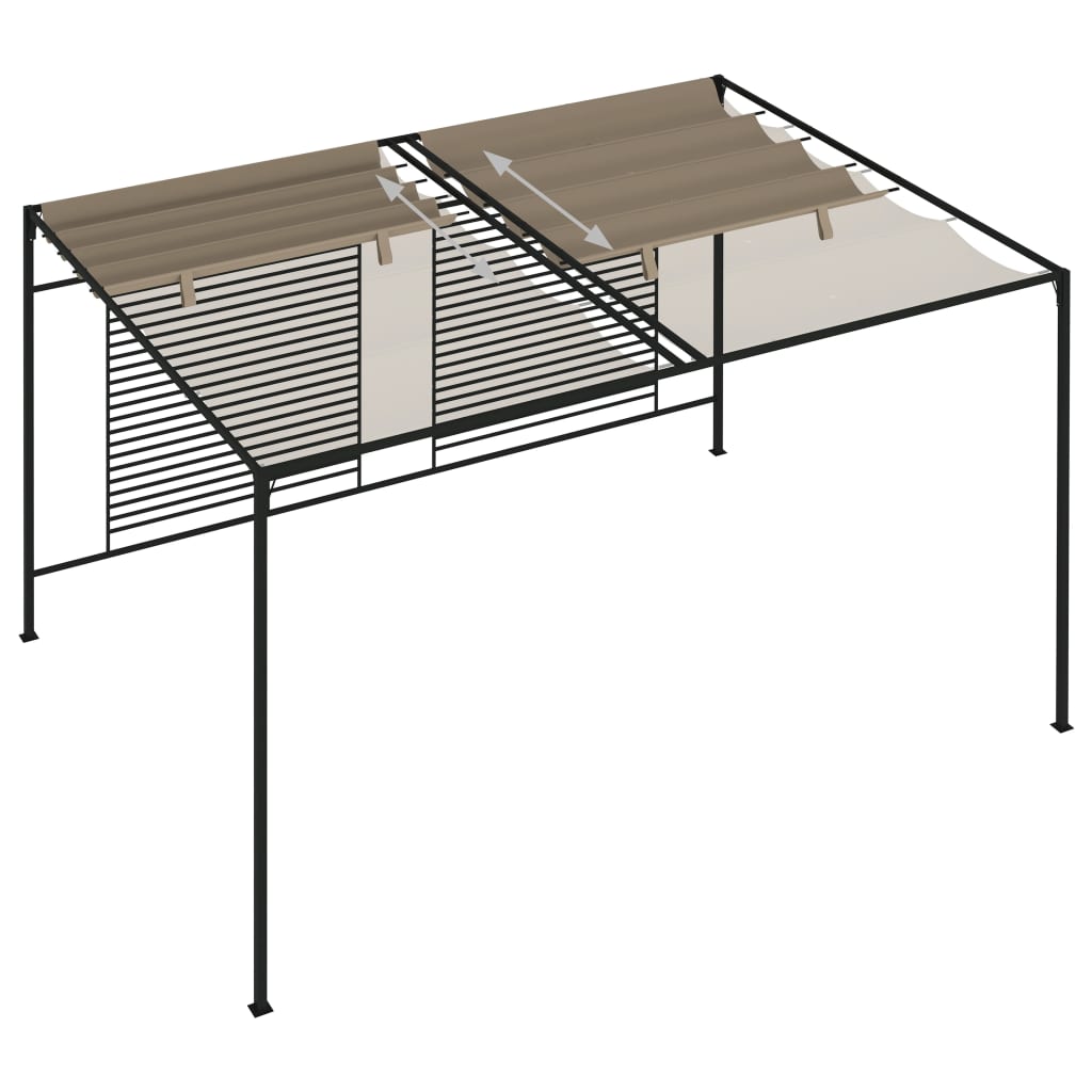 Huvimaja sisäänvedettävä katto 3x4x2,3 m taupe 180 g/m²