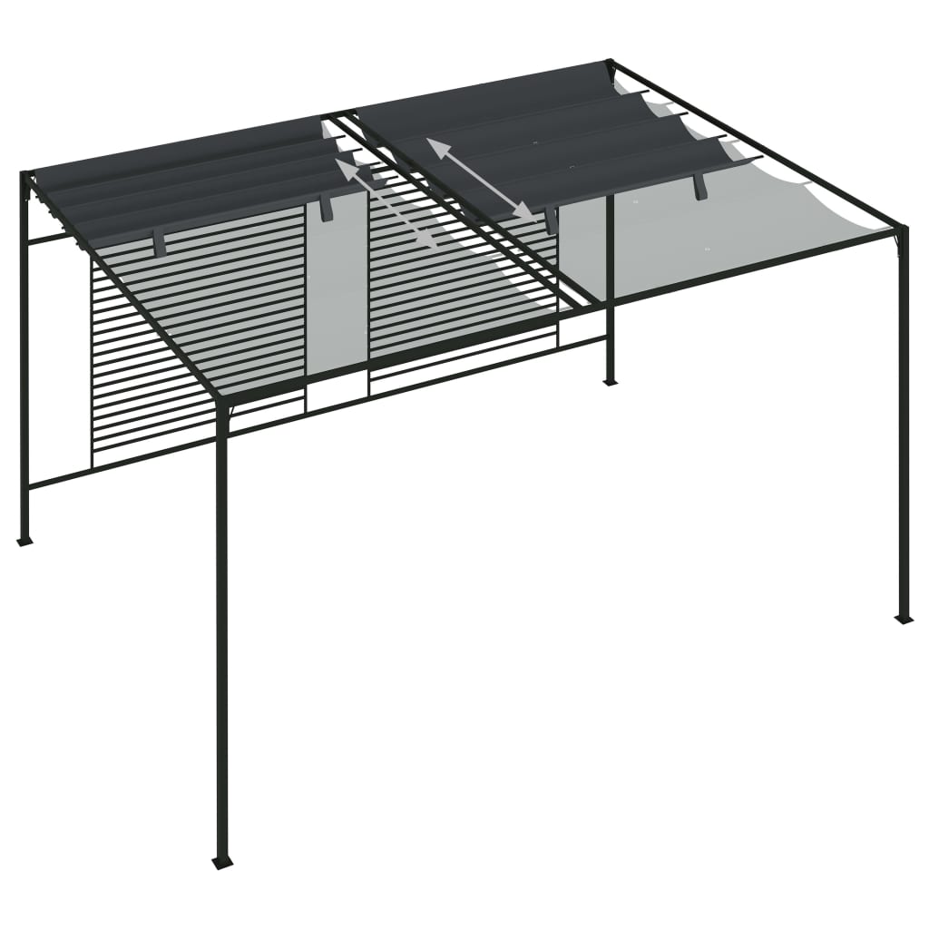 Huvimaja sisäänvedettävä katto 4x3x2,3 m antrasiitti 180 g/m²