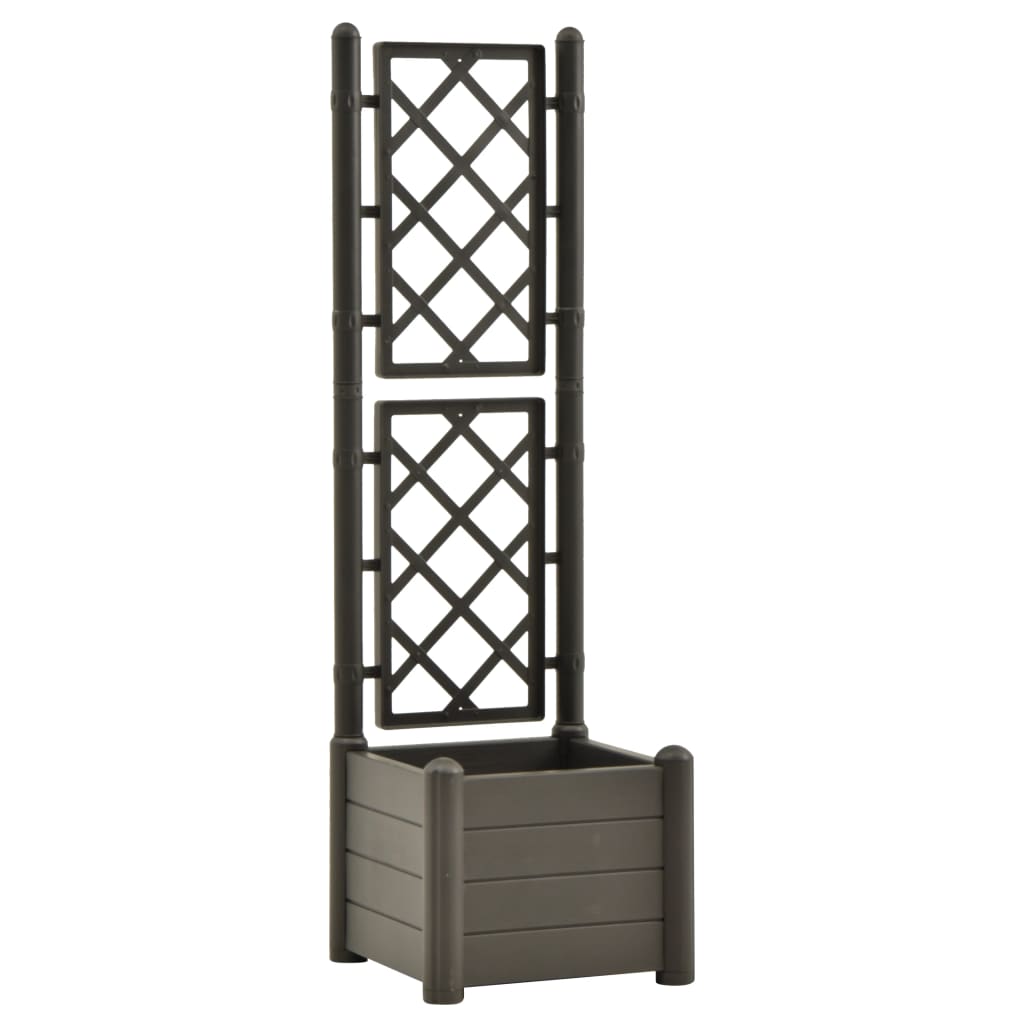 Flower box with grille 43x43x142 cm PP anthracite