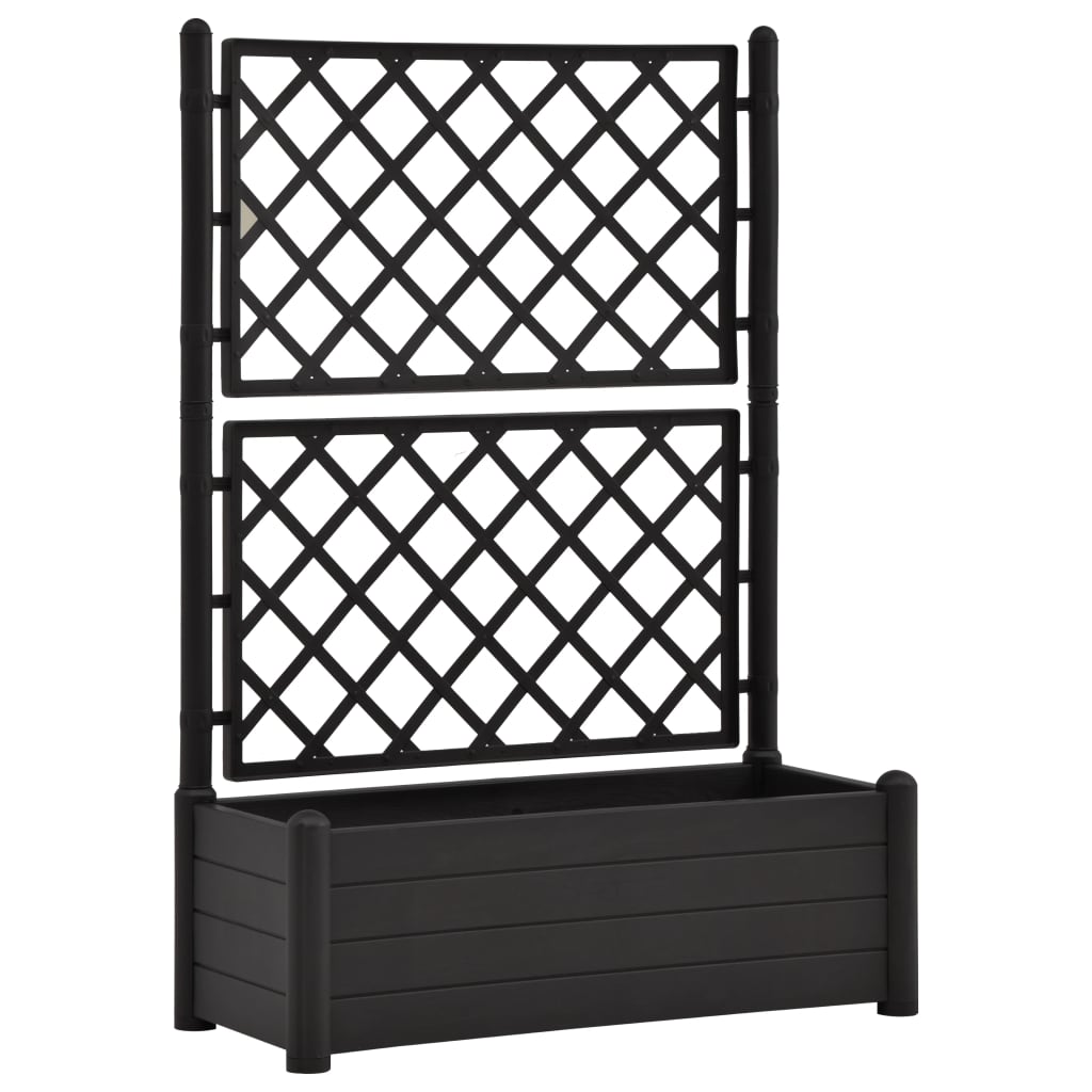 Flower box with grille 100x43x142 cm PP anthracite