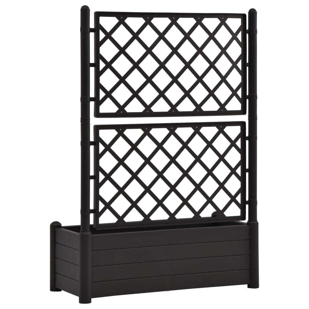 Flower box with grille 100x43x142 cm PP anthracite