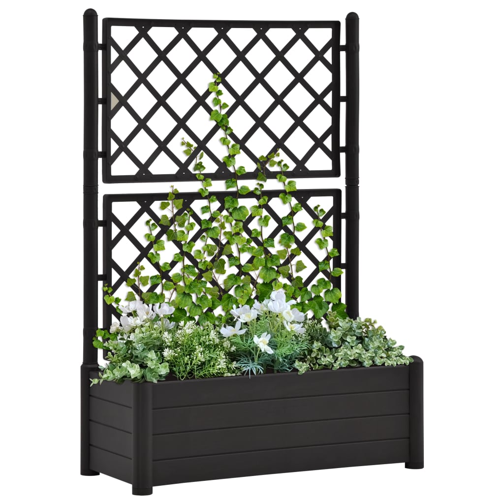 Flower box with grille 100x43x142 cm PP anthracite