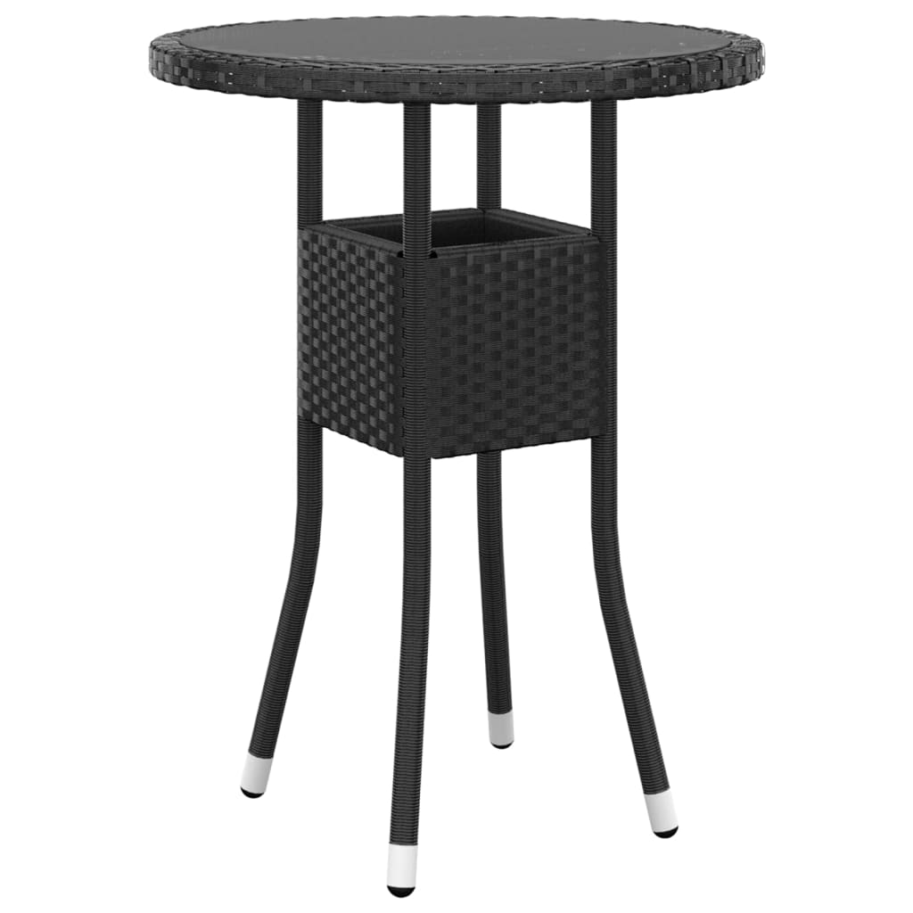 3-piece outdoor dining set poly rattan black