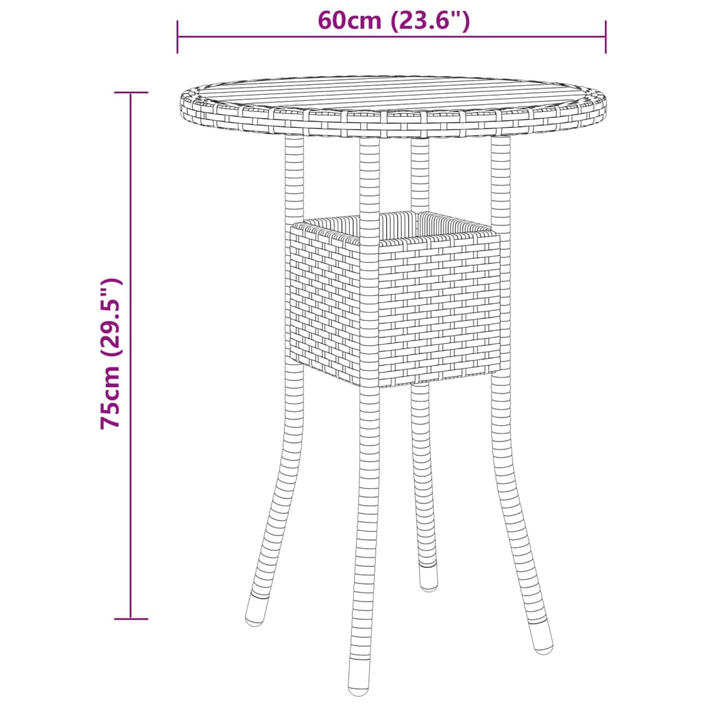 3-teilige Outdoor-Essgruppe Polyrattan schwarz