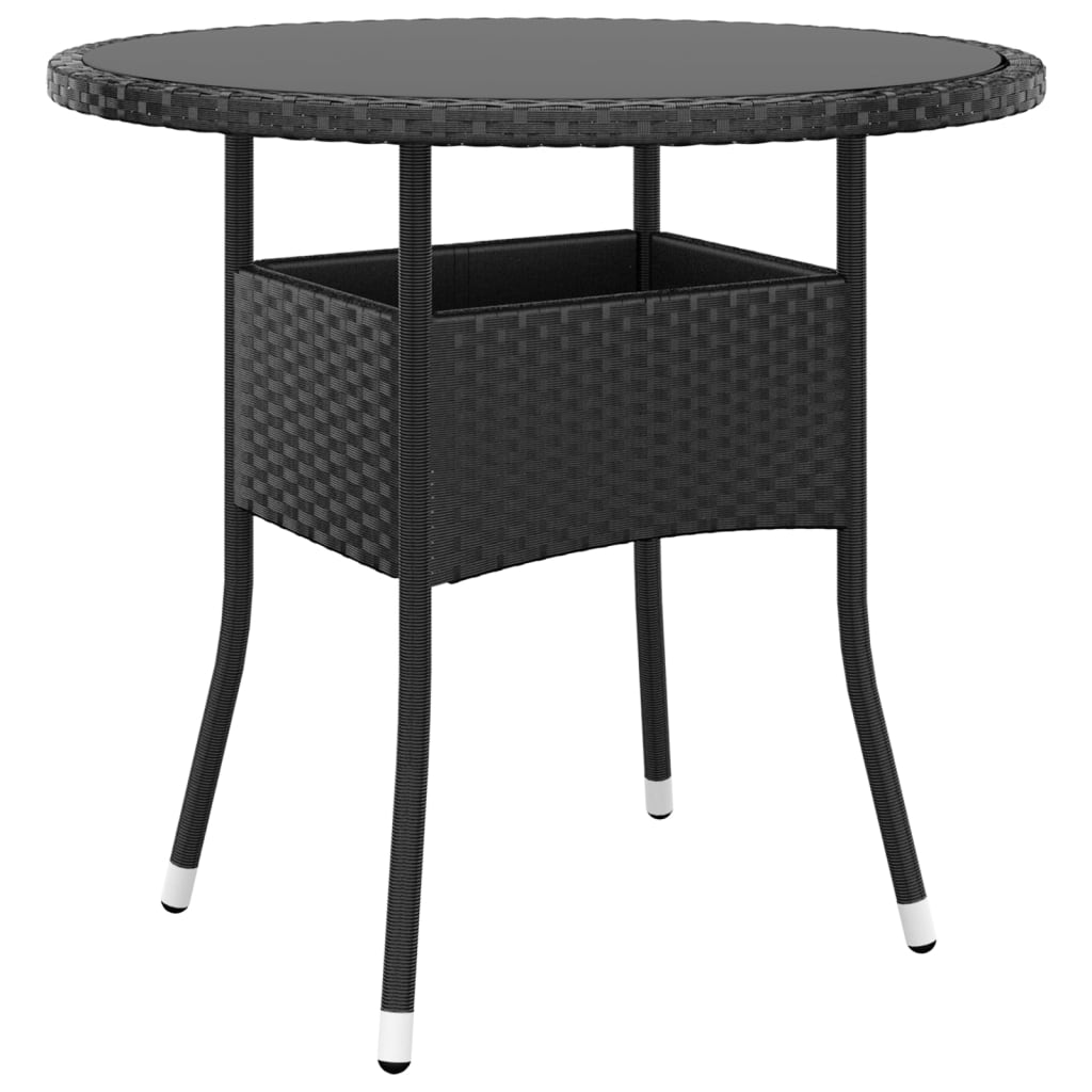 3-piece outdoor dining set poly rattan black