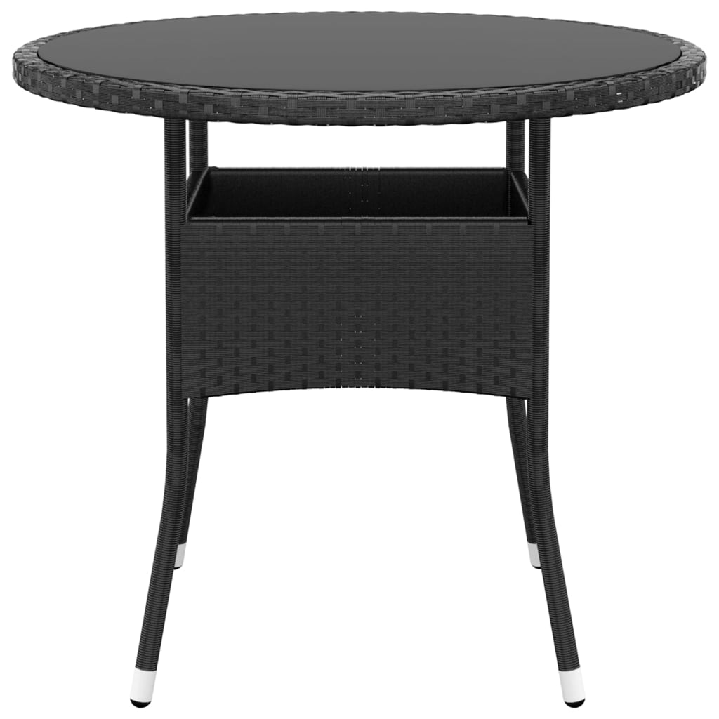 3-piece outdoor dining set poly rattan black