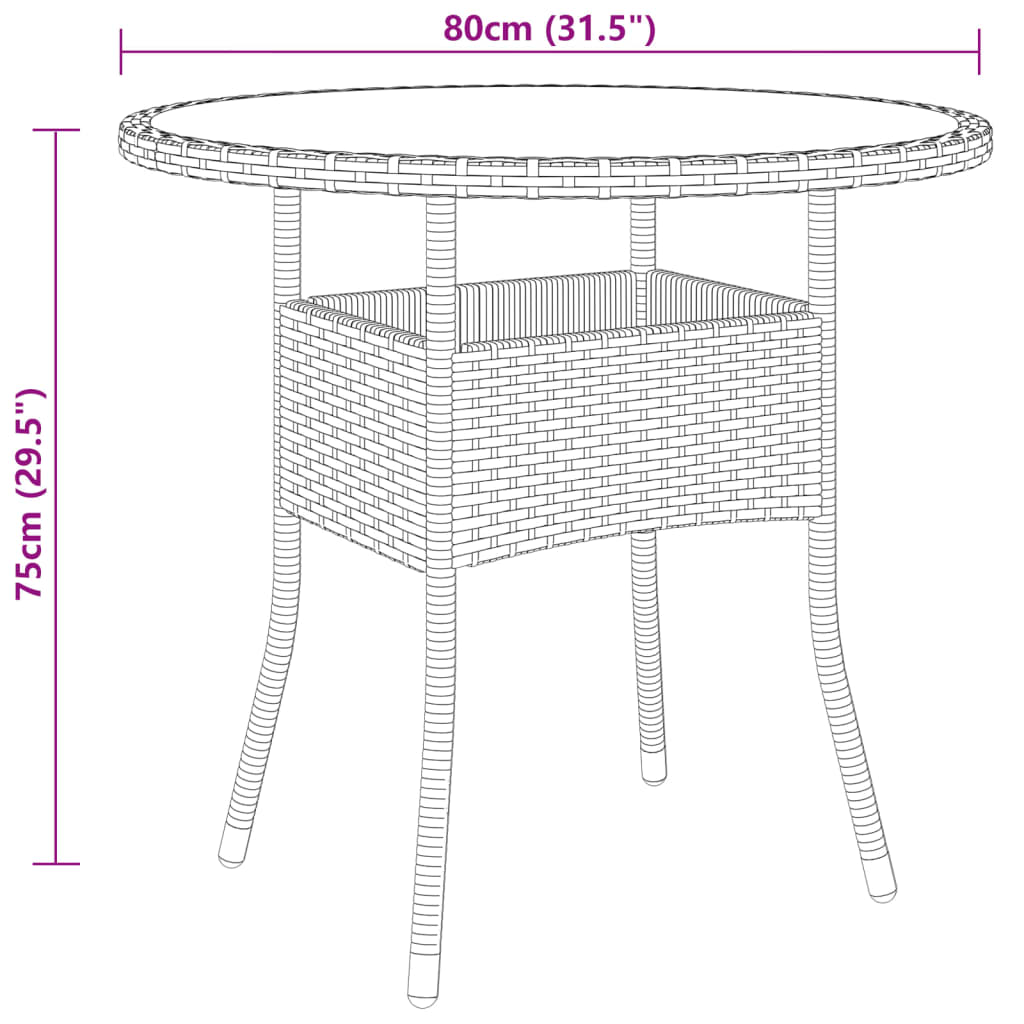 3-piece outdoor dining set poly rattan black