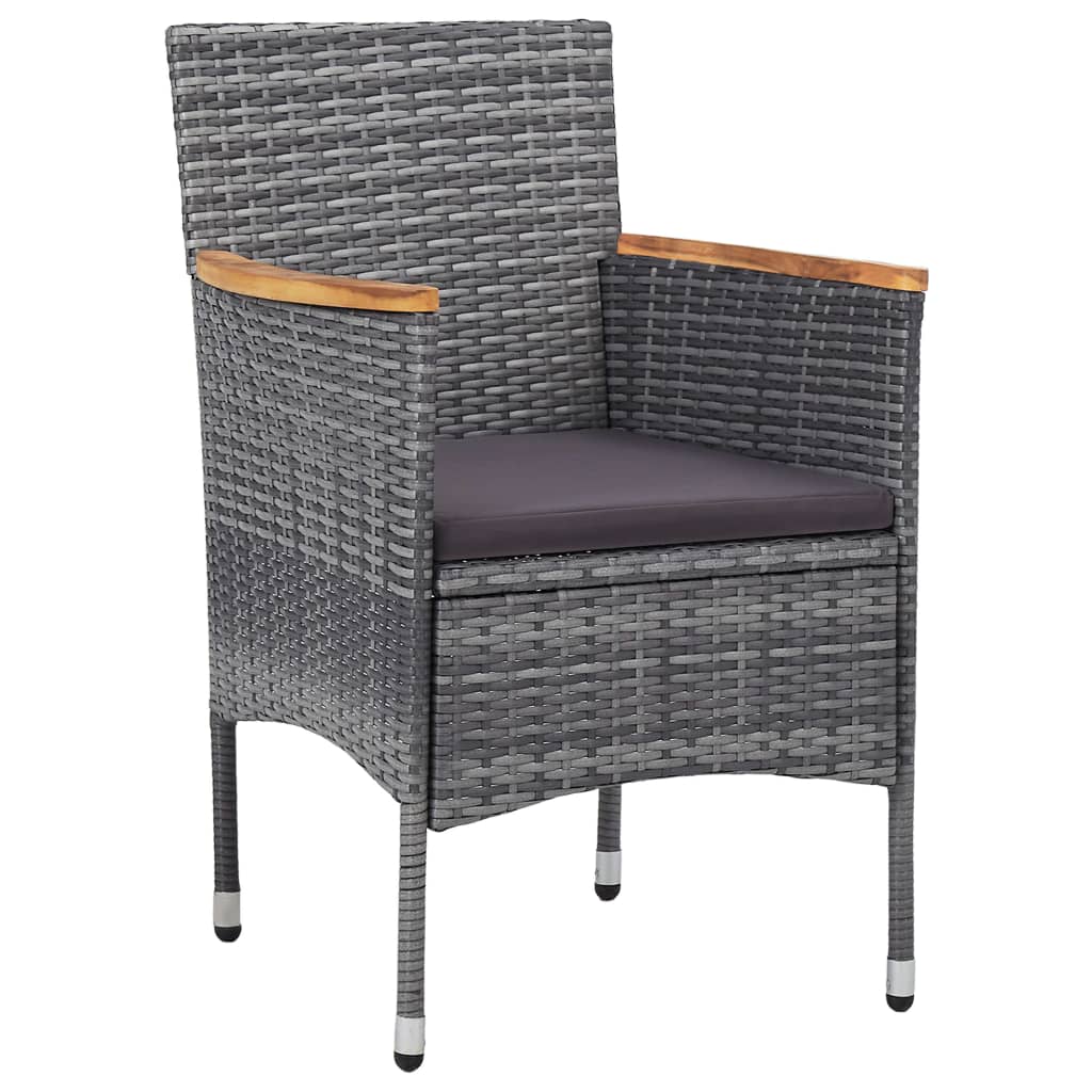 3-piece outdoor dining set poly rattan grey