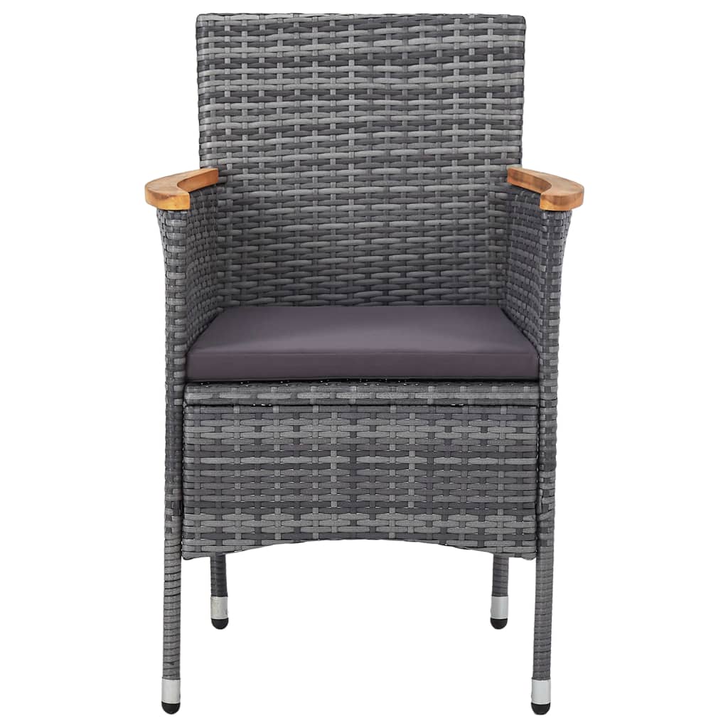 3-piece outdoor dining set poly rattan grey