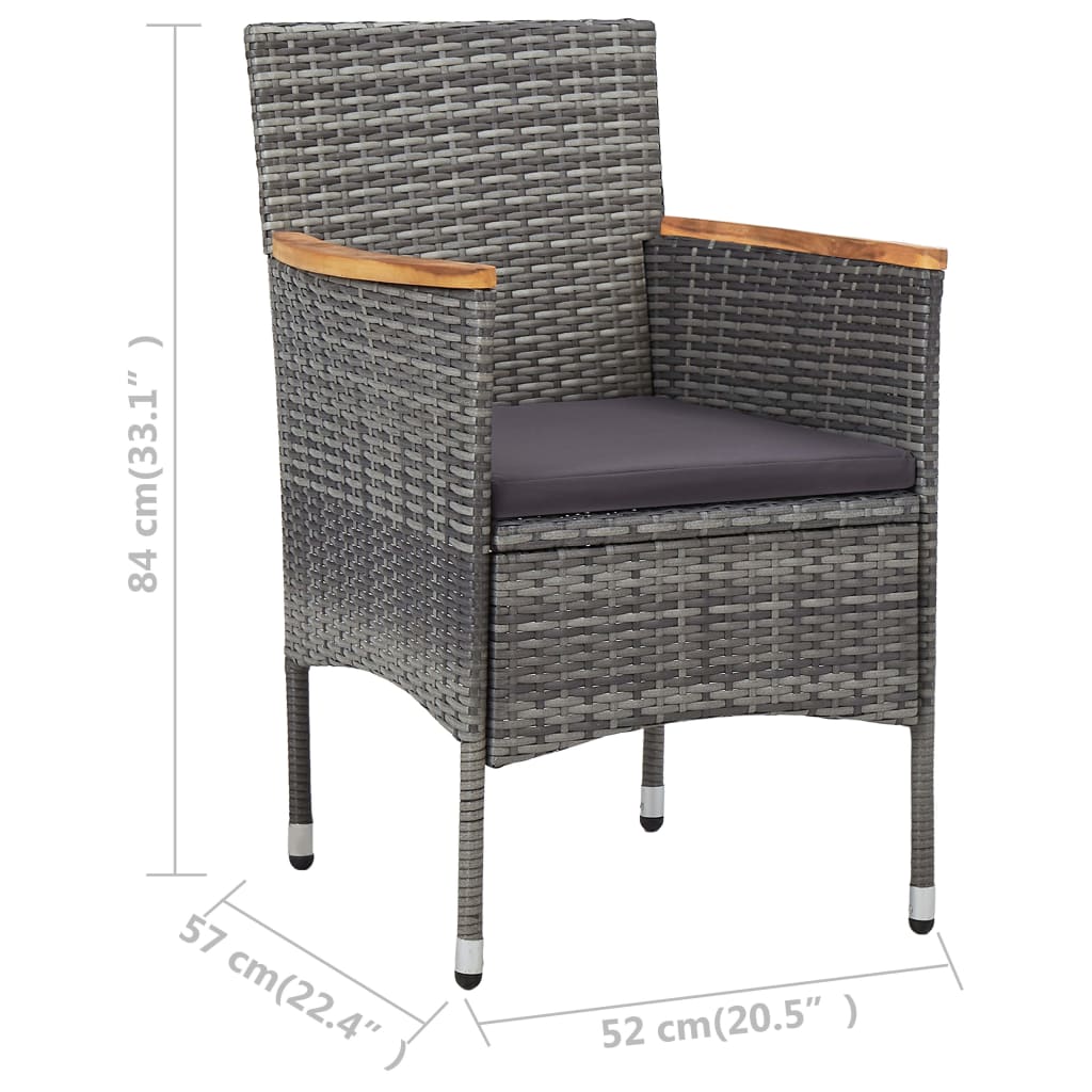 11-piece outdoor dining set, grey poly rattan