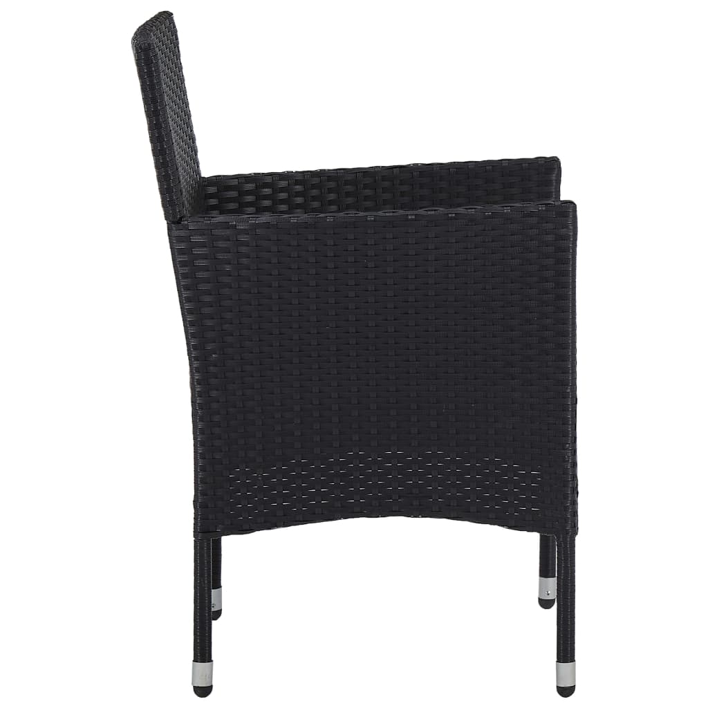 11-piece outdoor dining set black poly rattan