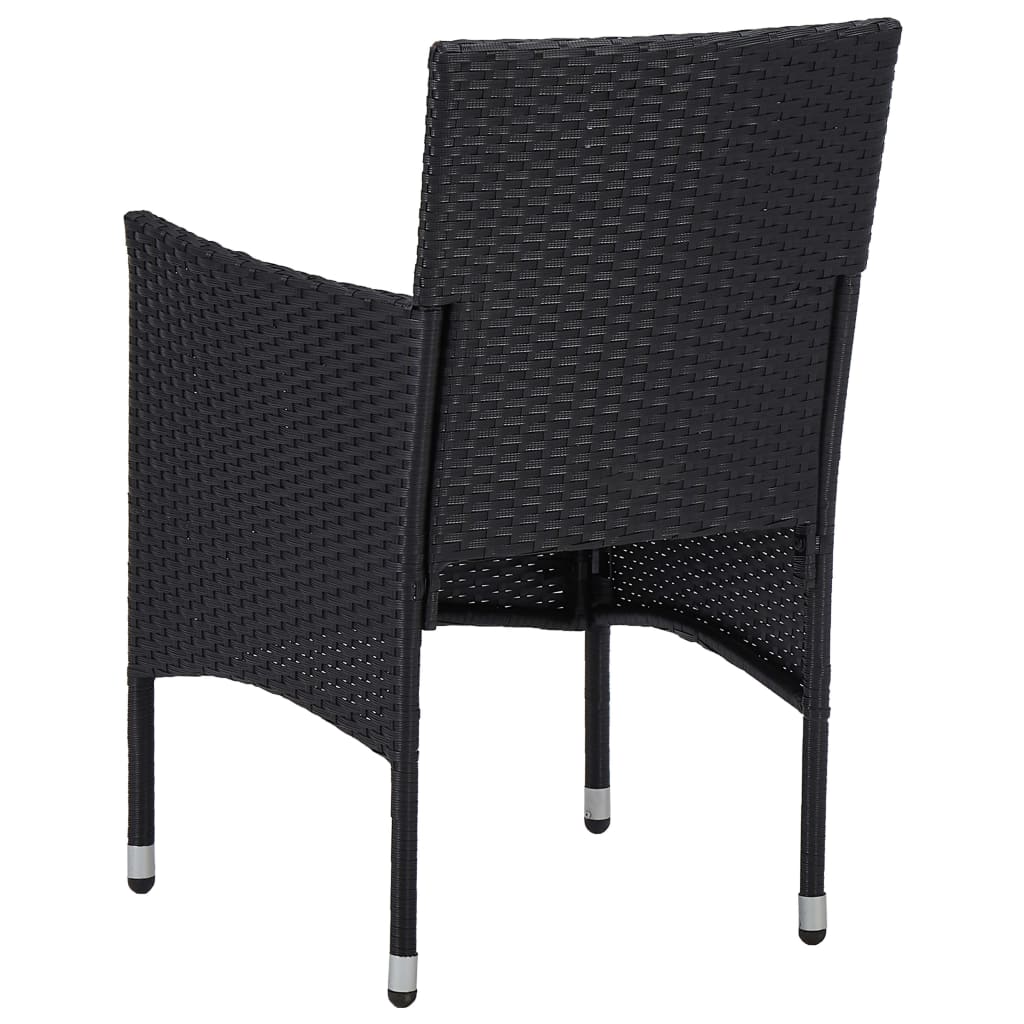 11-piece outdoor dining set black poly rattan