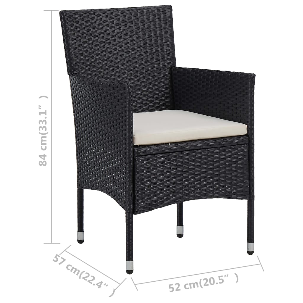 11-piece outdoor dining set black poly rattan