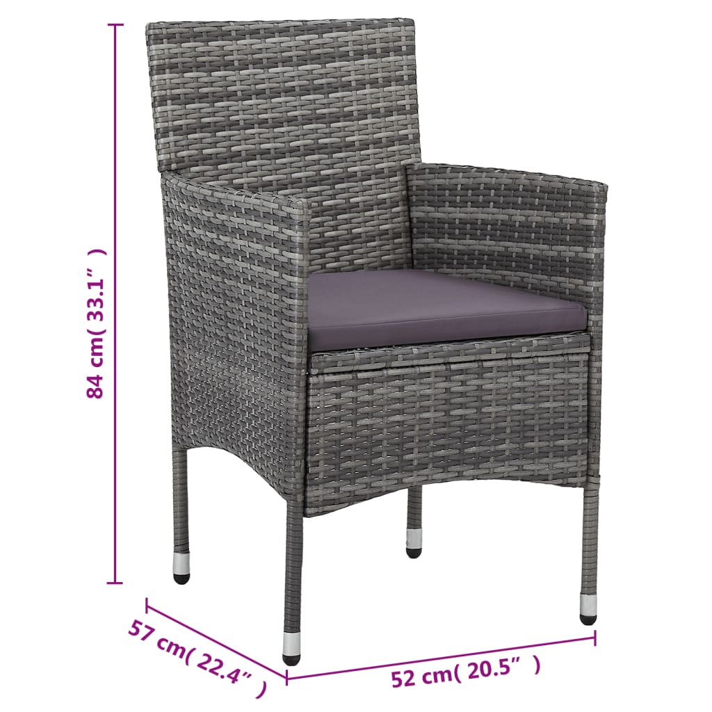 11-piece outdoor dining set, grey poly rattan