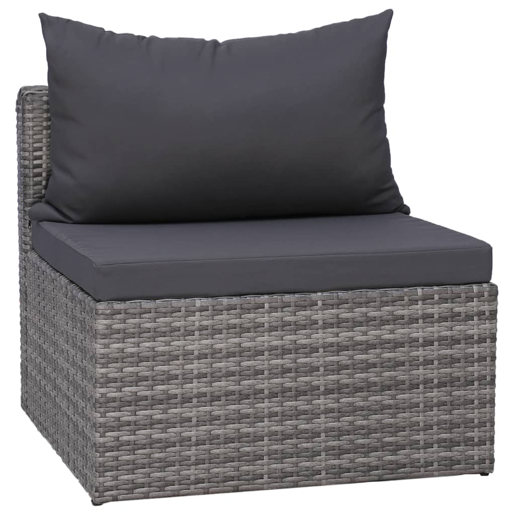 10-piece garden sofa set with cushions, polyrattan, grey