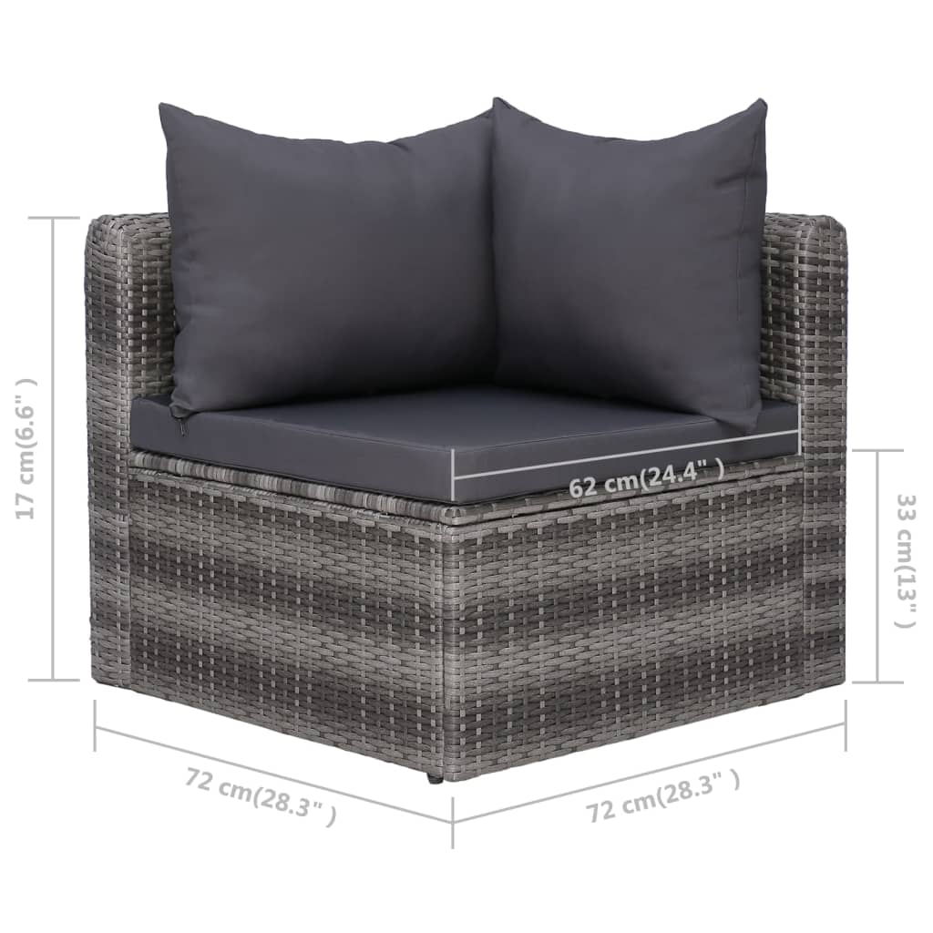 10-piece garden sofa set with cushions, polyrattan, grey