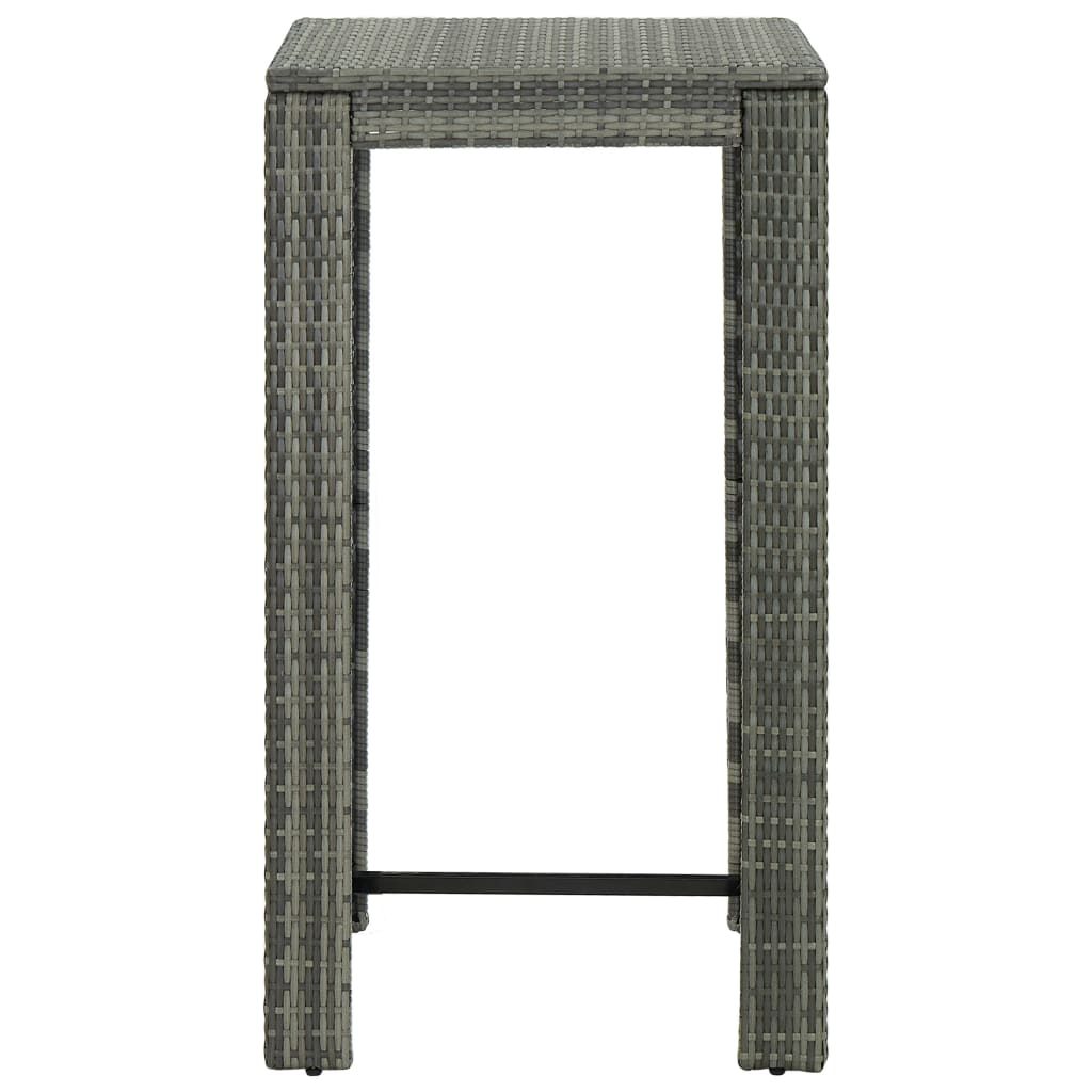 3-piece outdoor bar set with cushions, poly rattan, grey