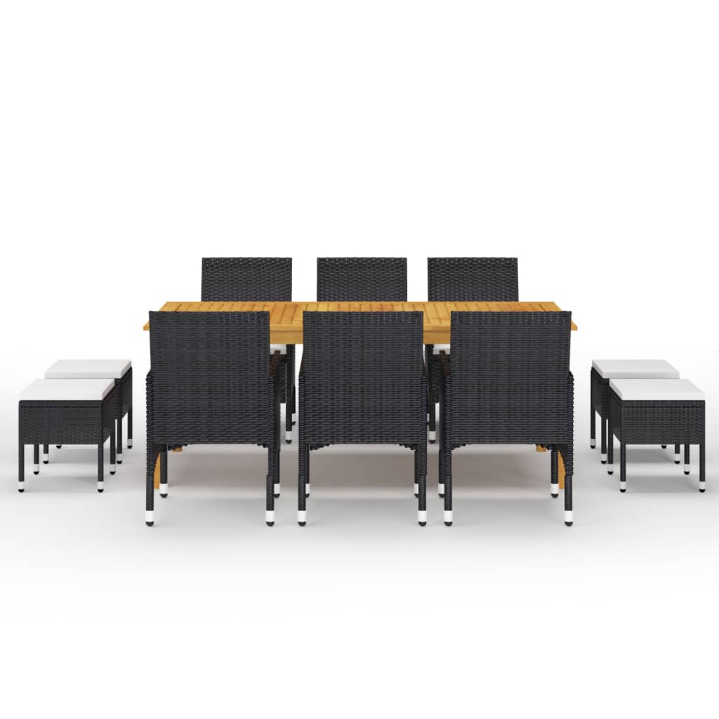 11-piece outdoor dining set black