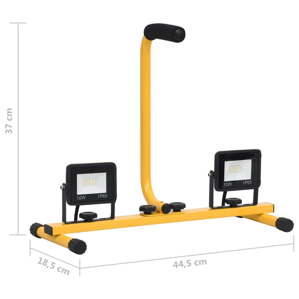 LED-valonheitin kahvalla 2x10 W lämmin valkoinen