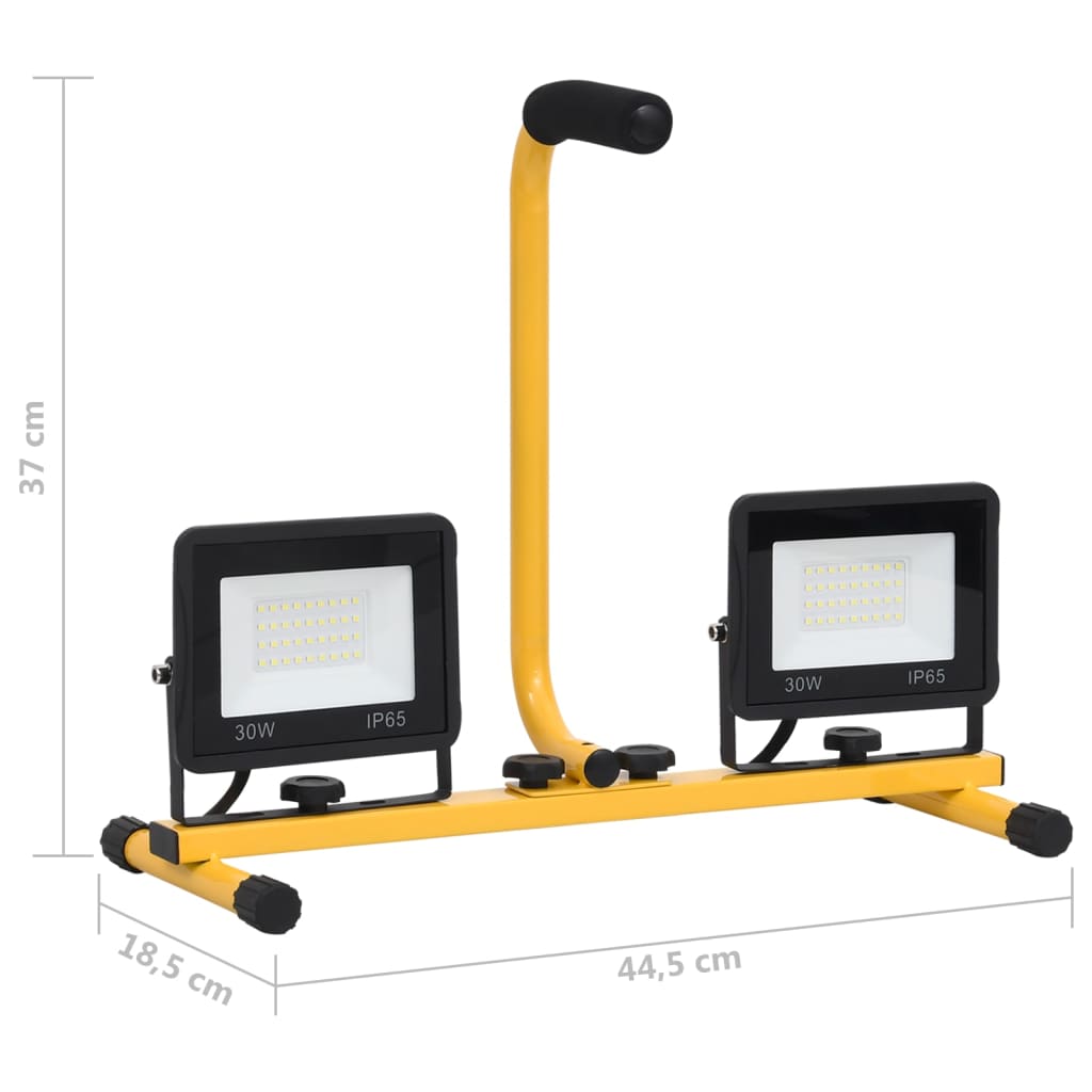 LED-valonheitin kahvalla 2x30 W lämmin valkoinen