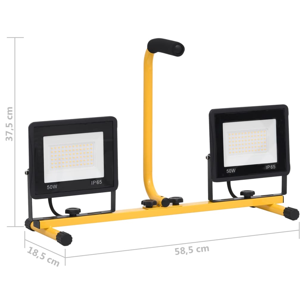 LED-valonheitin kahvalla 2x50 W lämmin valkoinen