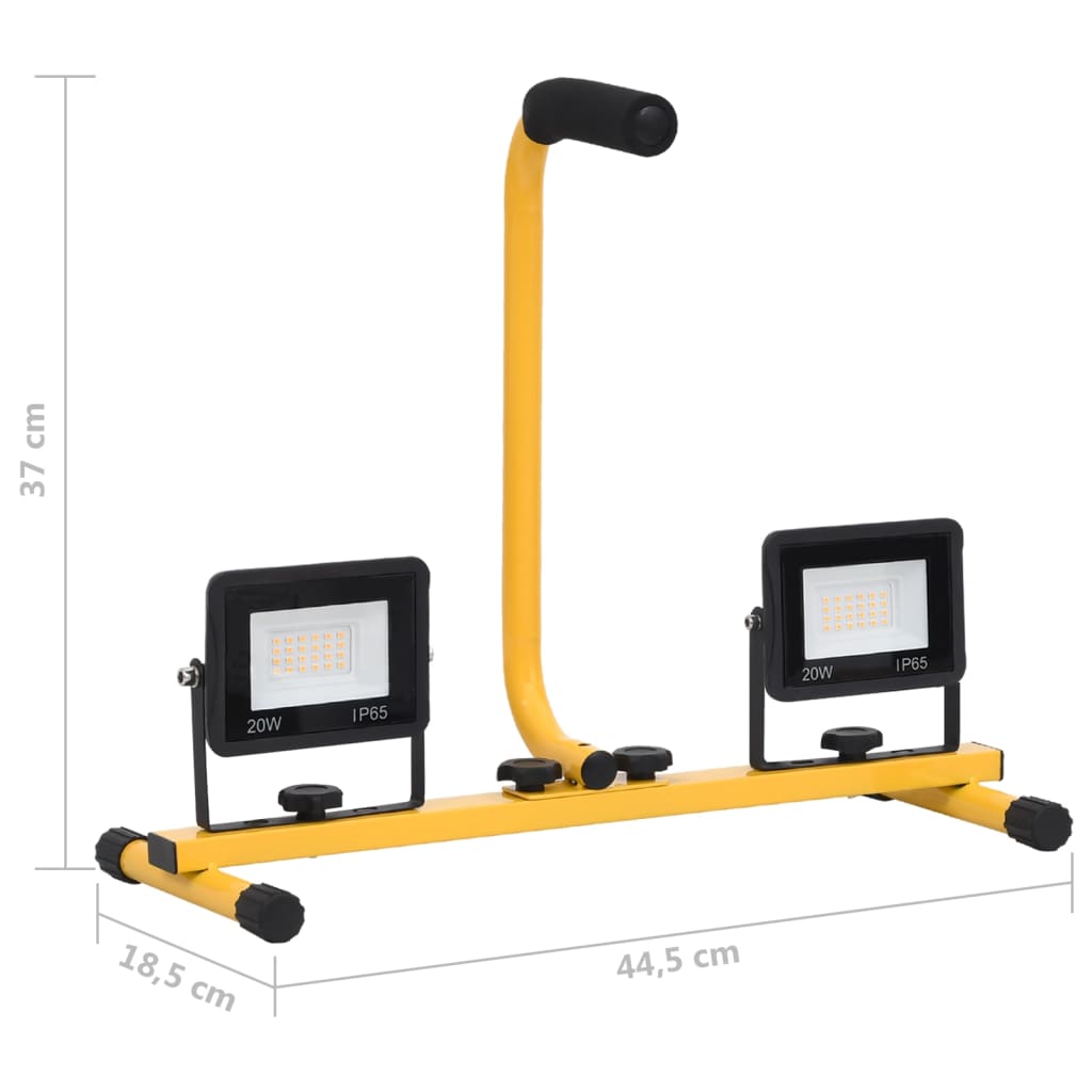 LED-valonheitin kahvalla 2x20 W kylmä valkoinen