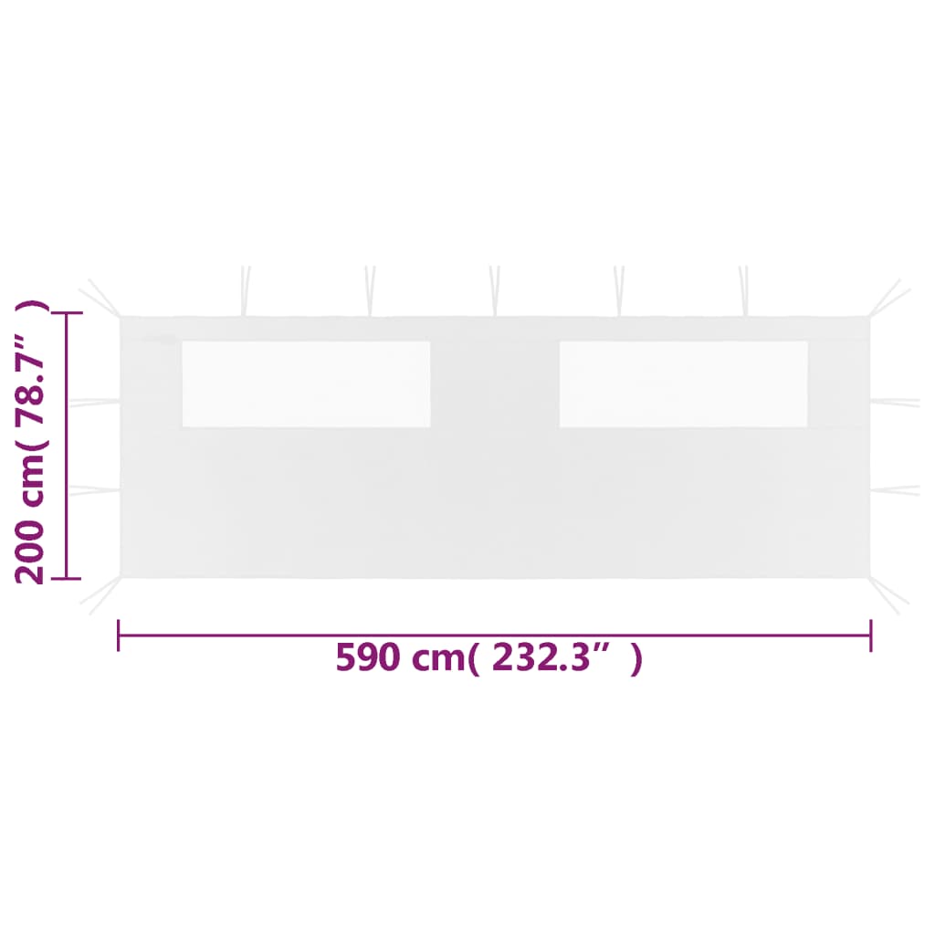 Huvimajan sivuseinä ikkunoilla 6x2 m valkoinen