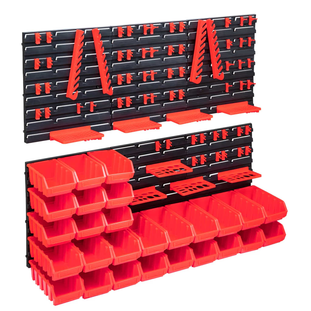 103-piece storage compartment set with wall panels red-black