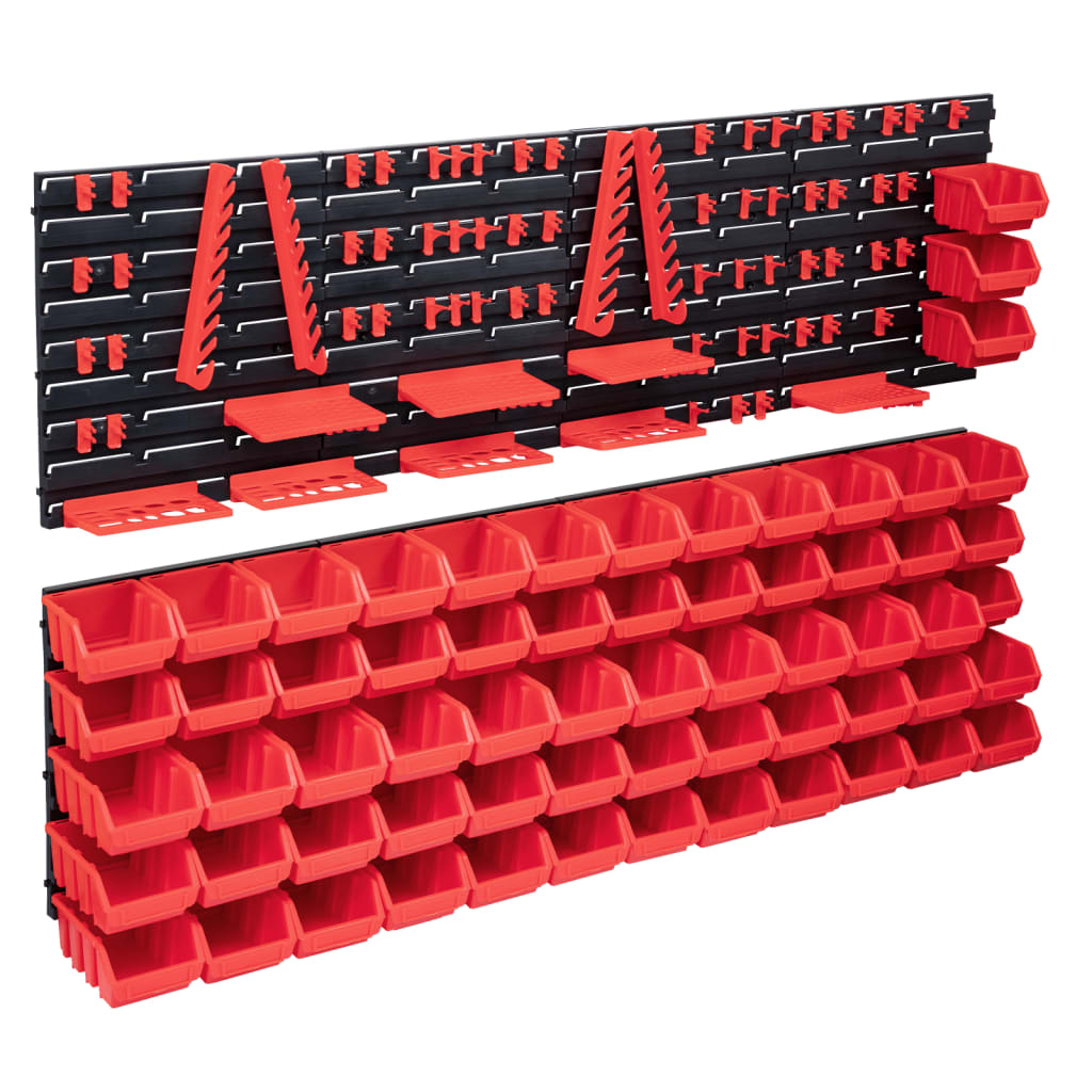 141-piece storage compartment set with wall panels red-black