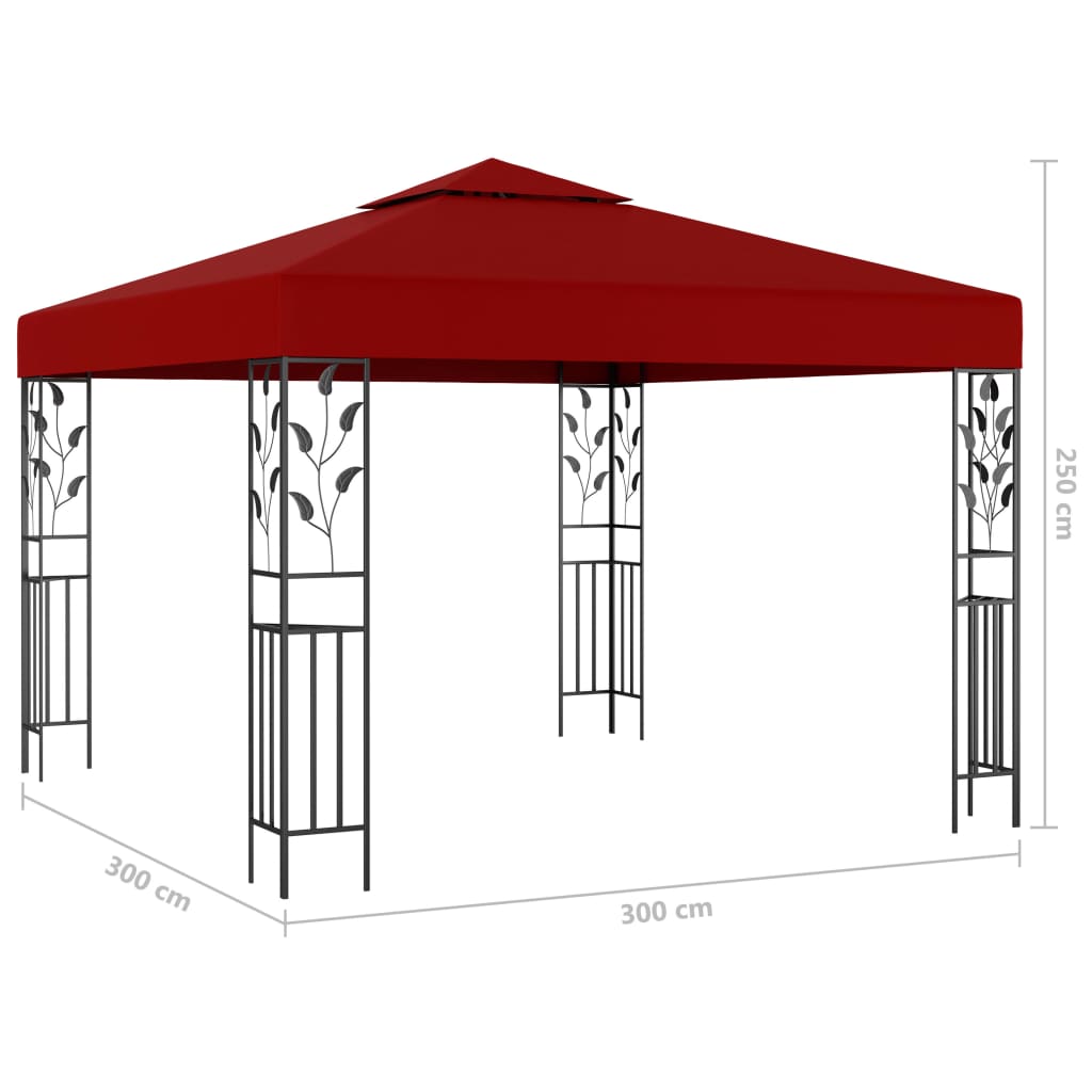 Huvimaja LED-valonauhoilla 3x3 m viininpunainen