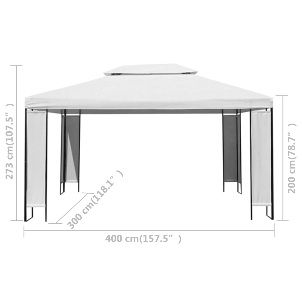 Huvimaja LED-valonauhoilla valkoinen 3x4 m