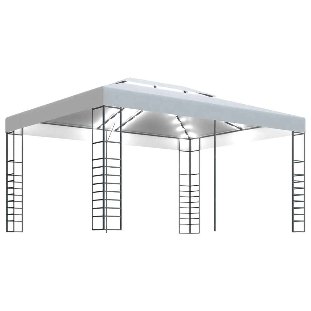 Huvimaja LED-valonauhoilla 4x3x2,7 m valkoinen