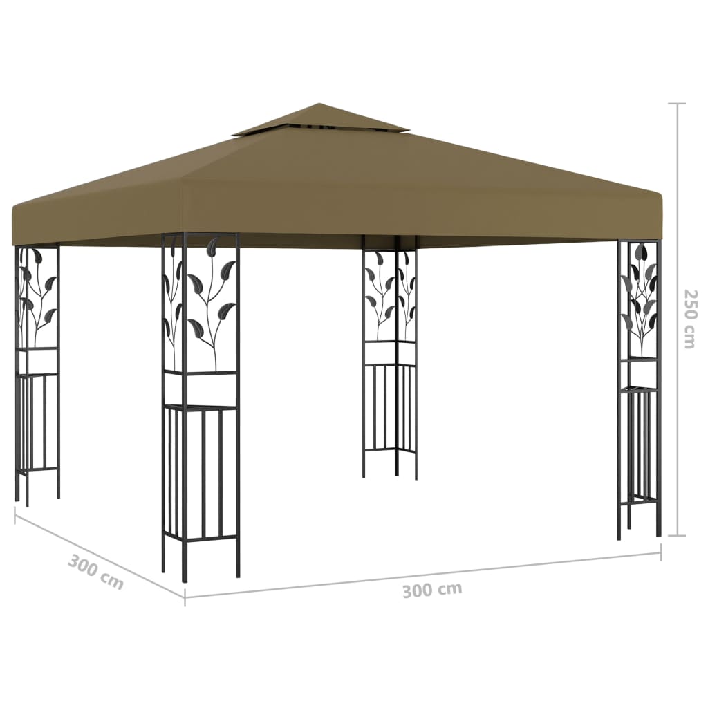 Huvimaja LED-valonauhoilla 3x3 m ruskeanharmaa