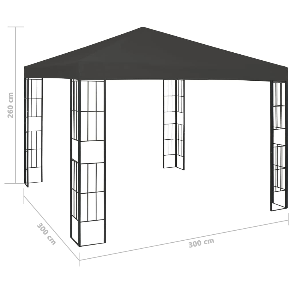 Huvimaja LED-valonauhoilla 3x3 m antrasiitti