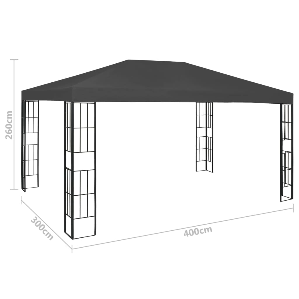 Huvimaja LED-valonauhoilla 3x4 m antrasiitti