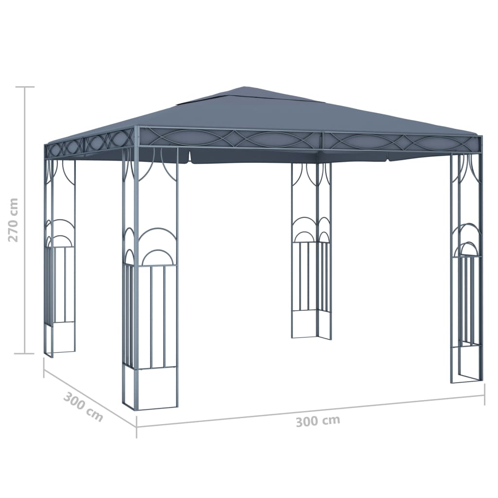 Huvimaja LED-valonauhoilla 300x300 cm antrasiitti