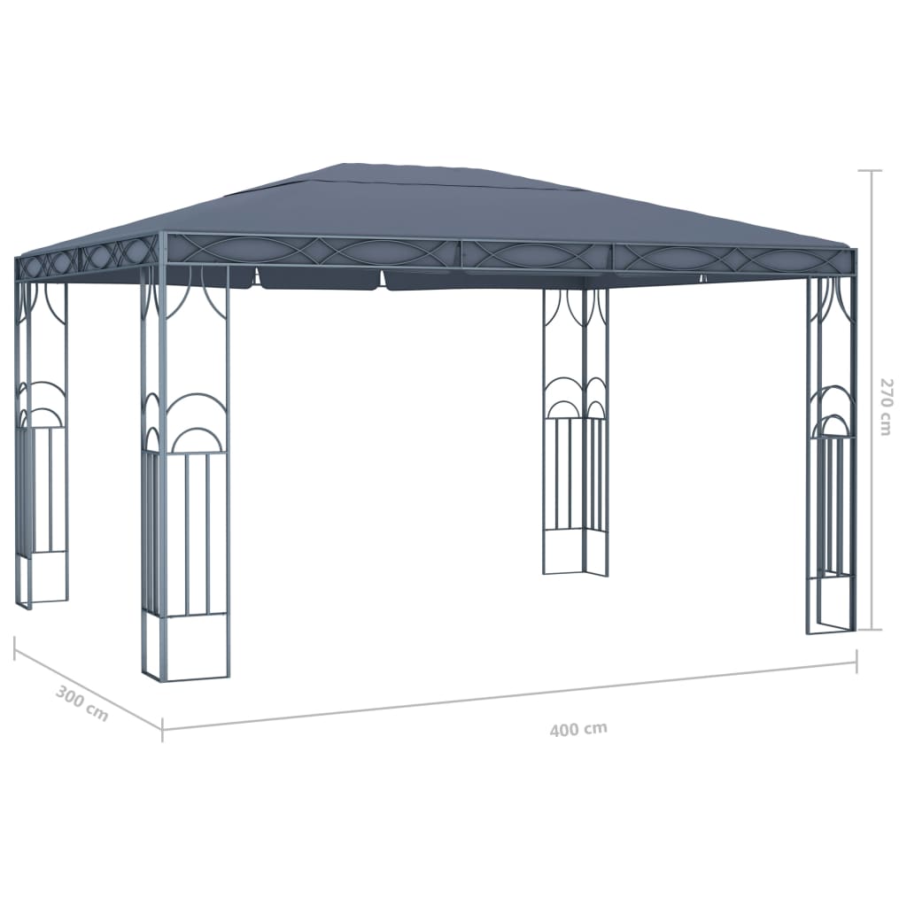 Huvimaja LED-valonauhoilla 400x300 cm antrasiitti