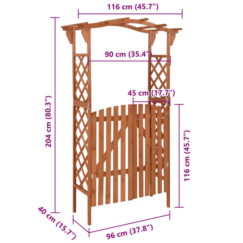 Pergola portilla 116x40x204 cm täysi kuusi