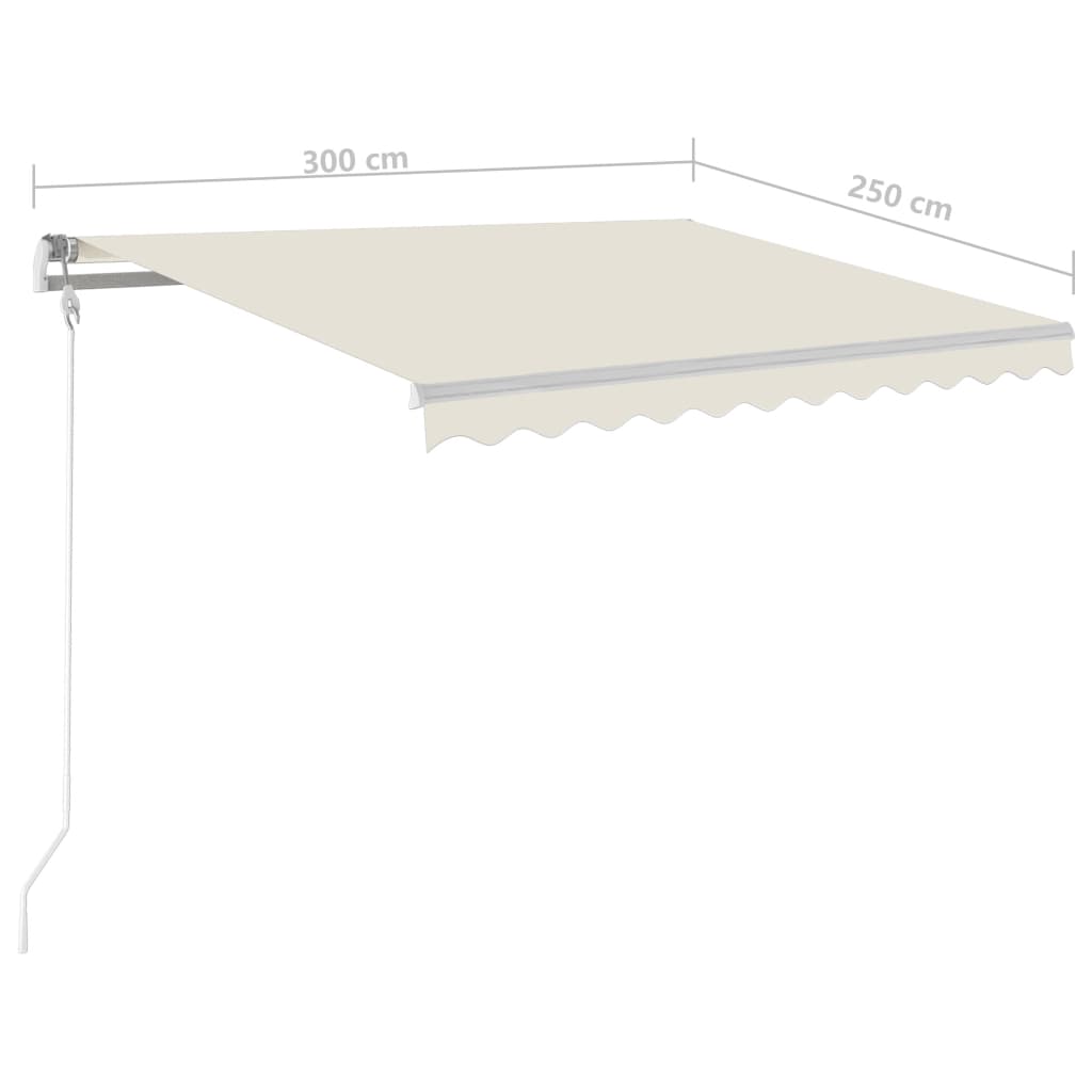 Retractable awning LED/wind sensor 300x250cm cream