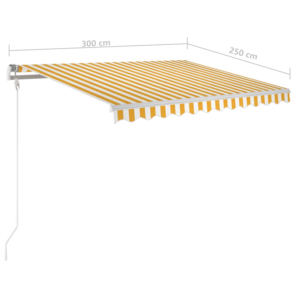 Retractable awning LED/wind sensor 300x250cm yellow-white.