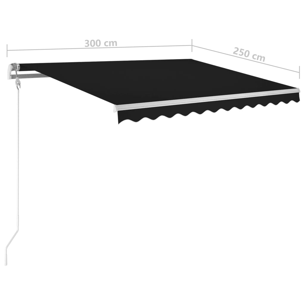 Retractable awning LED/wind sensor 300x250cm anthracite