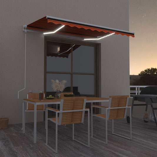 Retractable awning LED/wind sensor 300x250cm orange-brown