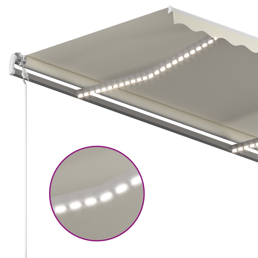 Retractable awning LED and wind sensor 350x250cm cream