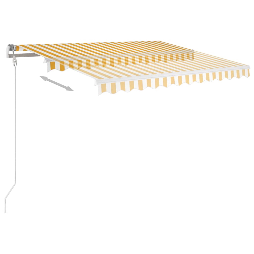 Einziehbare Markise LED/Windsensor 350x250cm gelb und weiß.