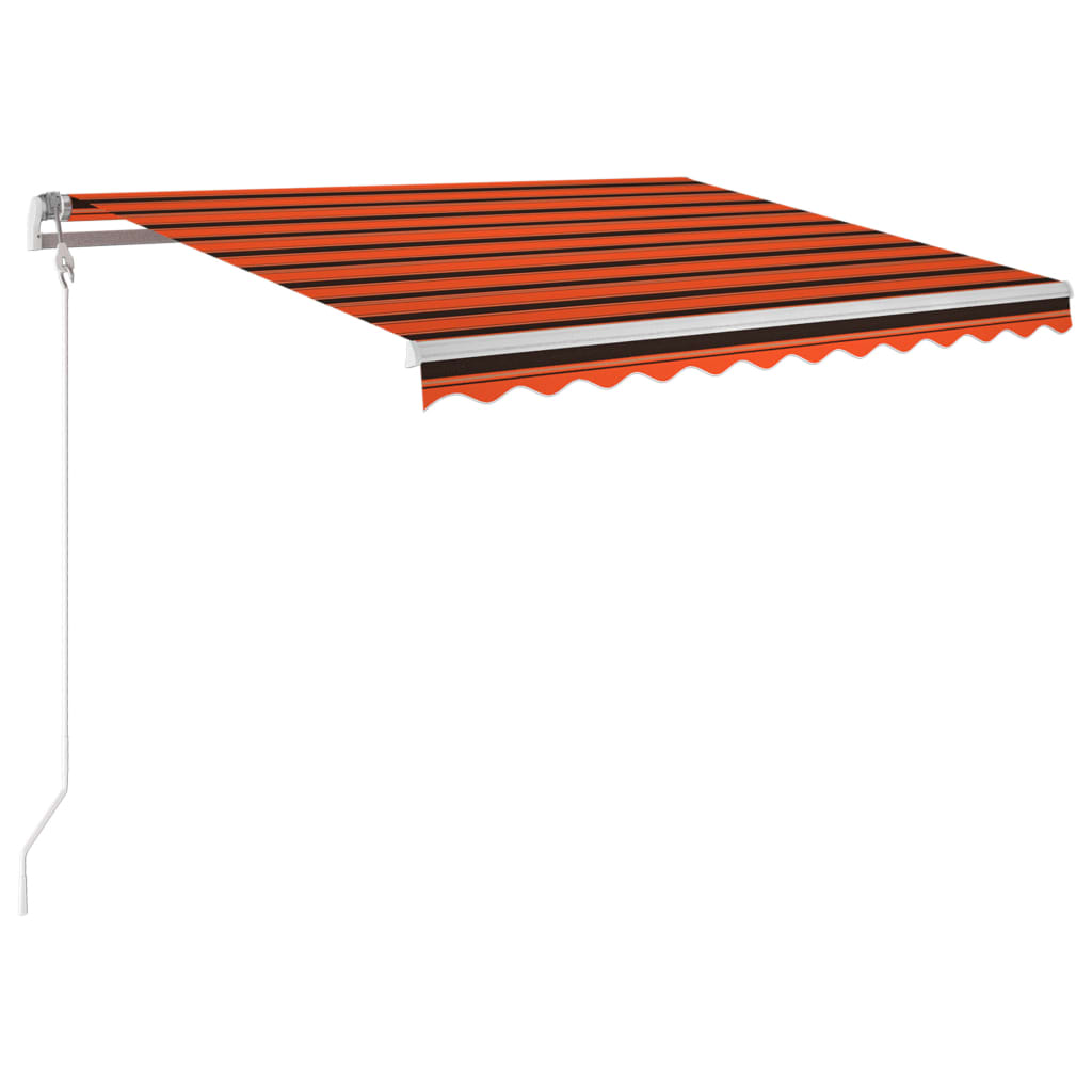 Einziehbare Markise mit LED/Windschutz. 350x250cm orange-braun